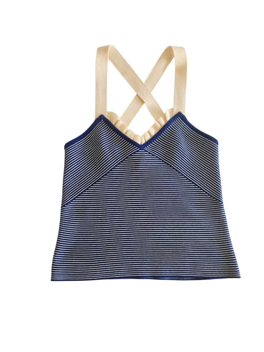 Sonia Rykiel Navy and Cream Striped Knit Tank Top - Picture 8 of 12